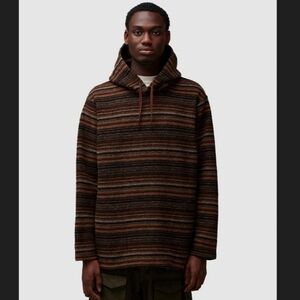 Engineered Garments Fair Isle Knit Hoodie Size L Striped Wool New York